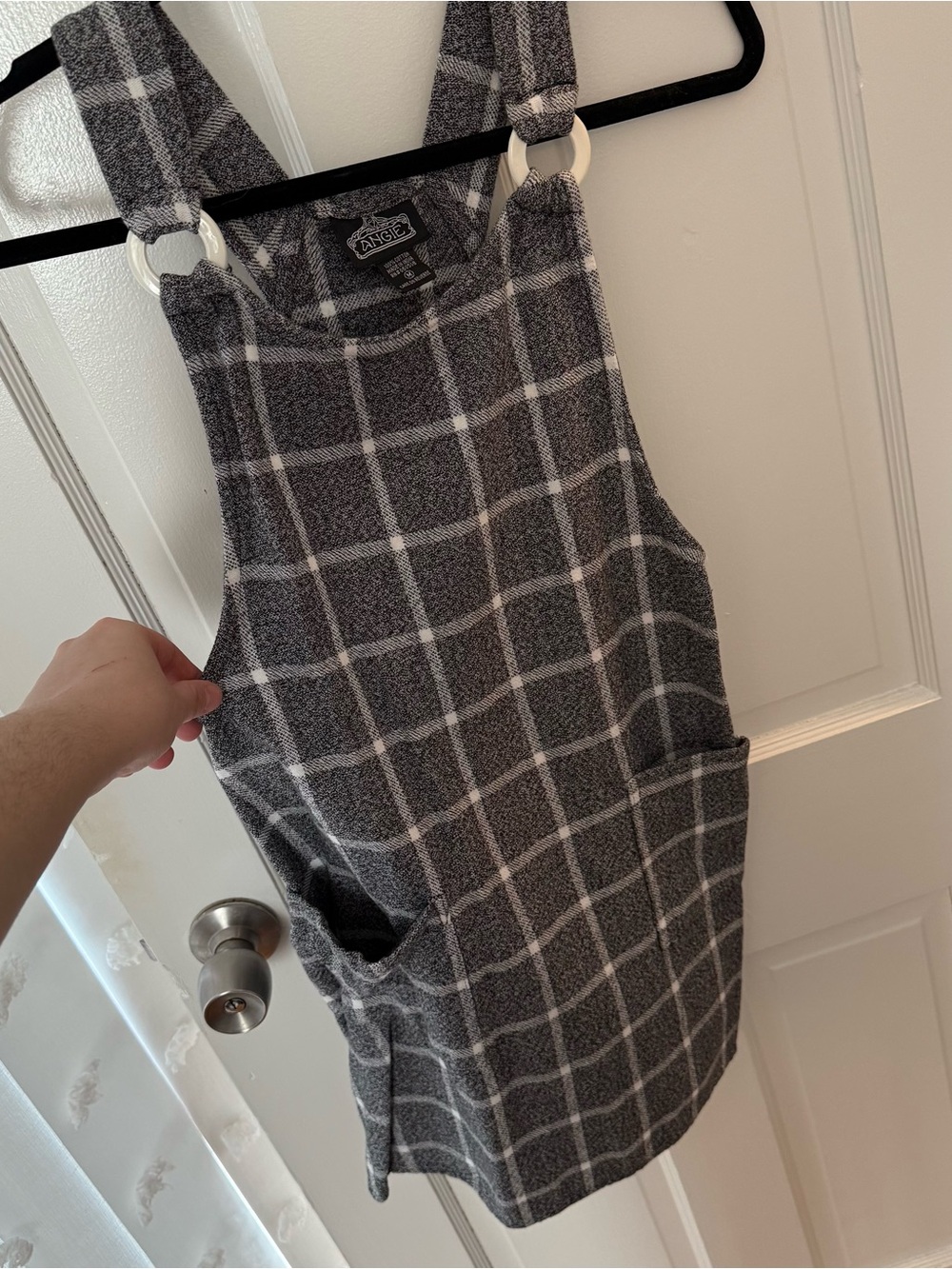 Angie Black and White Plaid Pinafore
